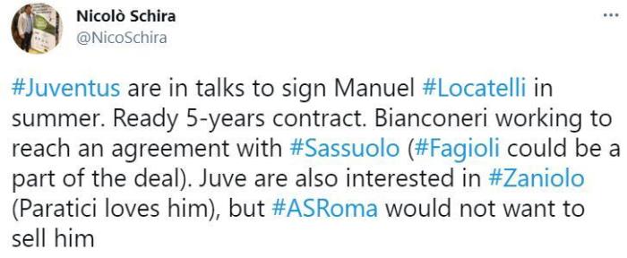 名记: 尤文已经为洛卡特利准备好了5年的合同