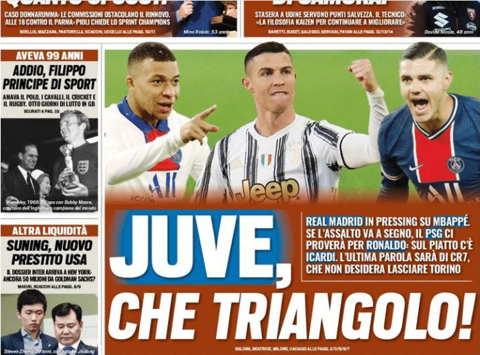 意媒：皇马、巴黎和尤文酝酿连锁交易！牵扯到C罗、姆巴佩！