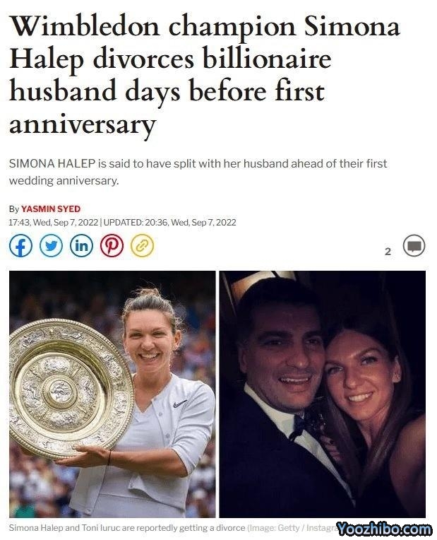 前世界第1哈勒普离婚！高调结婚不满1年，大12岁的富商老公身家过亿