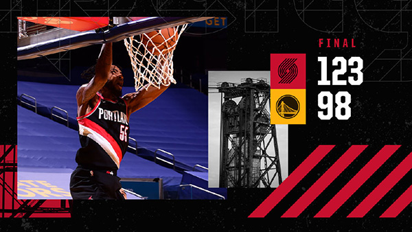 NBA简报：开拓者123-98大胜勇士 双枪合砍62分