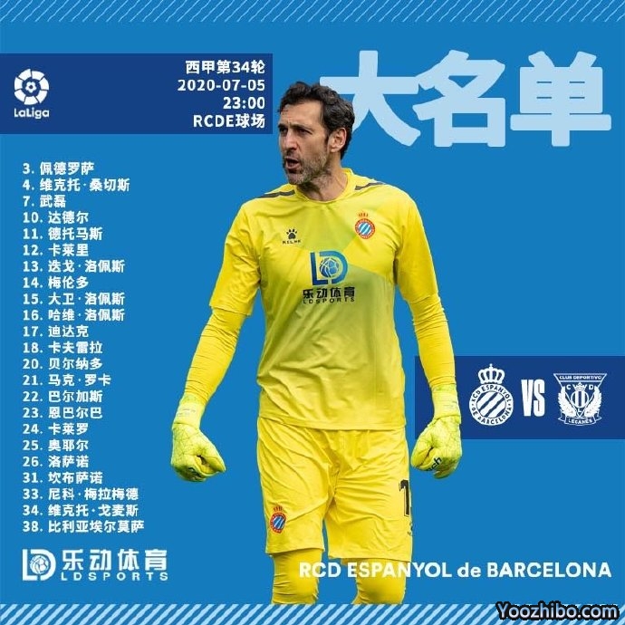 西班牙人vs莱加内斯大名单：德托马斯回归 武磊入选！