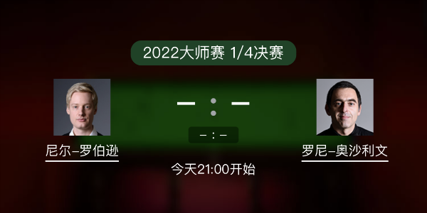 斯诺克大师赛1/4决赛 尼尔-罗伯逊vs奥沙利文赛事前瞻和交手记录