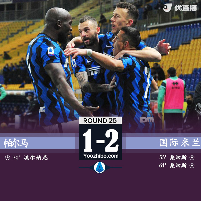 国米2-1帕尔马 桑切斯双响卢卡库两助