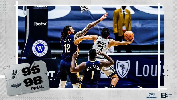 NBA简报：鹈鹕98-95险胜马刺 莺歌28+11+6