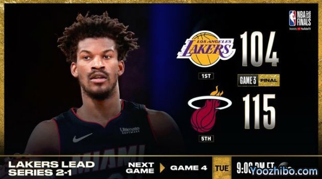NBA简报：巴特勒40+11+13 热火险胜湖人大比分扳成1-2！