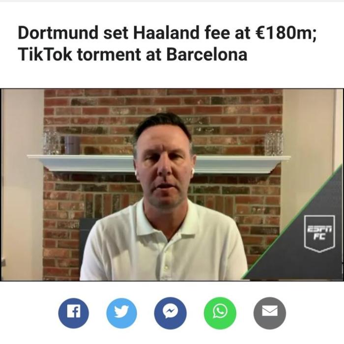 1.8亿欧! ESPN: 这是多特对哈兰德的标价