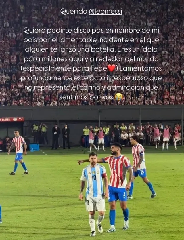 巴拉圭球员就球迷投掷水瓶道歉，对不尊重行为深表遗憾！