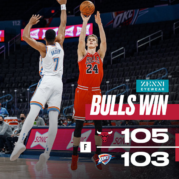 NBA简报：公牛105-103双杀雷霆 马尔卡宁22+5