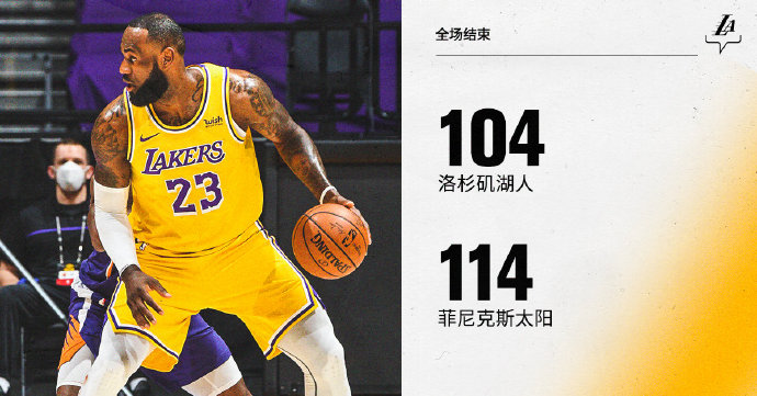 湖人104-114不敌太阳 萨里奇21+5 布克遭驱逐 詹姆斯38+5+6