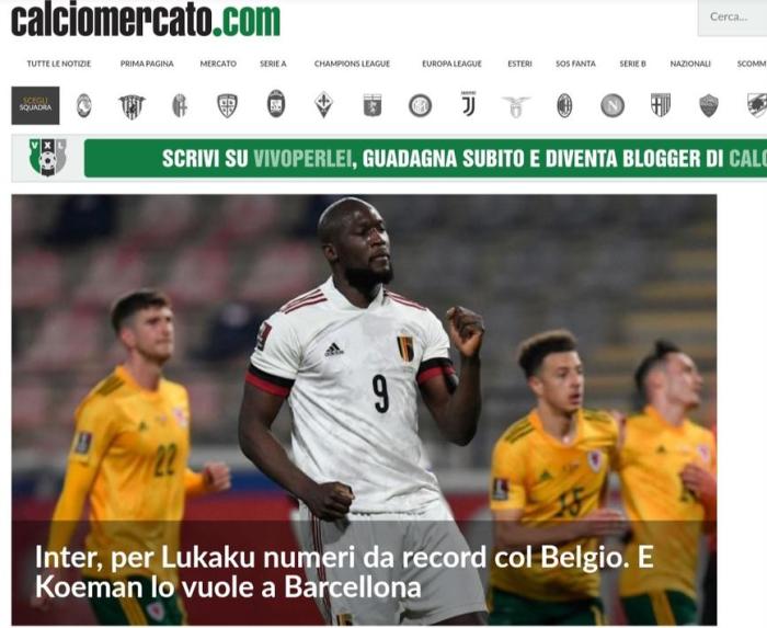 巴萨曼城确实有意卢卡库! 意媒: 但国米无意出售