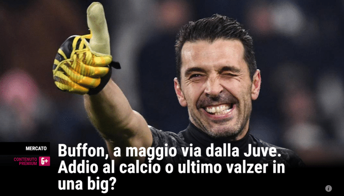 米体: 布冯可能提前离开尤文, 想去其他队再战一年