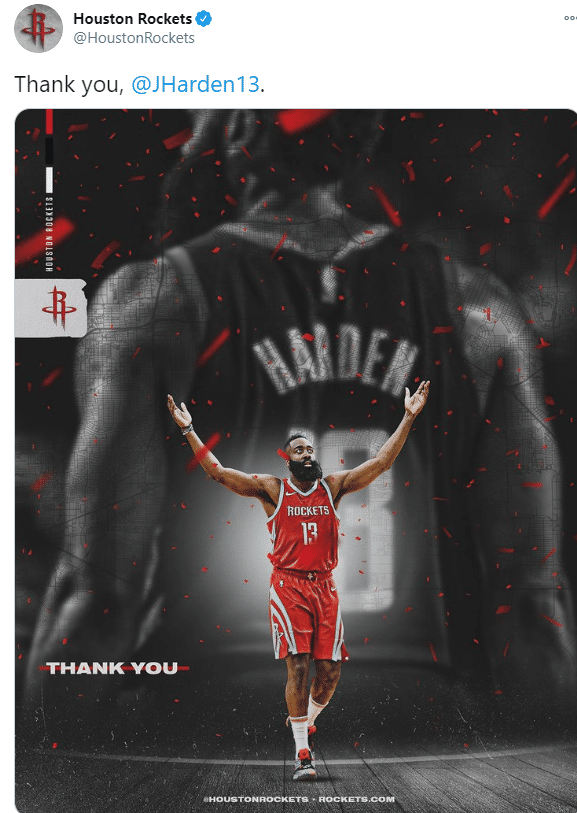 官宣！哈登1换11交易正式完成，篮网宣布球衣号码，火箭：谢谢你