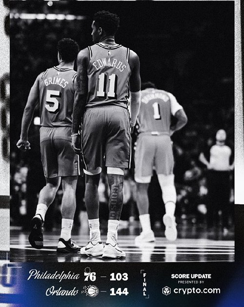 NBA杯-魔术9人得分上双144-103轻取76人，马克西20分，布莱克31分