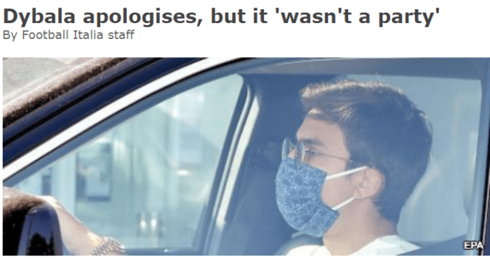 好了伤疤忘了痛? 迪巴拉违规与队友聚餐, 恐被重罚