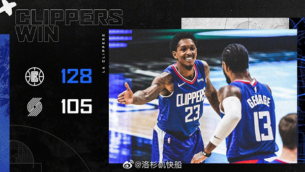 NBA简报：快船128-105轻取开拓者 莱昂纳德28+7