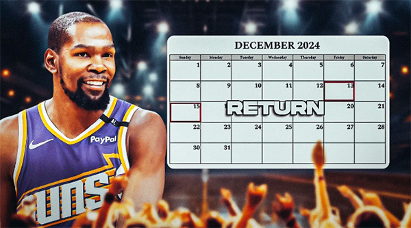 杜兰特复出时间敲定？或于近期火线驰援，其缺阵让太阳判若两队