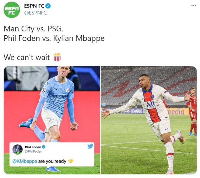 福登喊话姆巴佩: 你准备好了吗?