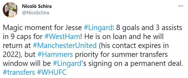 记者：西汉姆今夏的首要目标是买断林加德