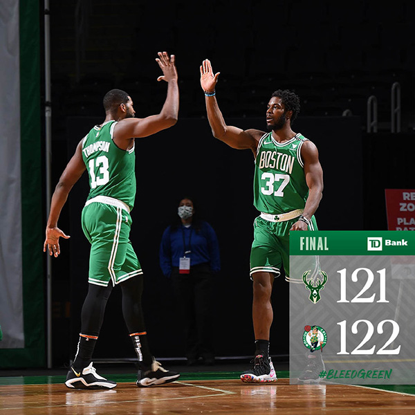 NBA简报：凯尔特人122-121险胜雄鹿 布朗33+5+4