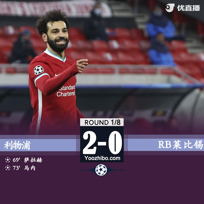 利物浦2-0莱比锡晋级 萨拉赫马内破门