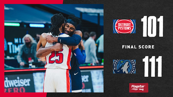 NBA简报：森林狼111-101逆转活塞 唐斯22+10+7