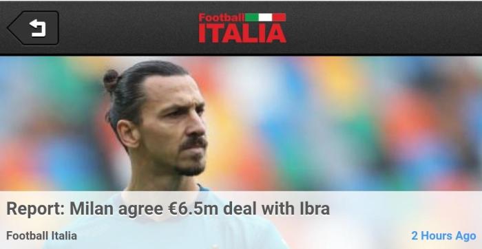 年薪650万欧! 意媒: 伊布愿与AC米兰续约一年