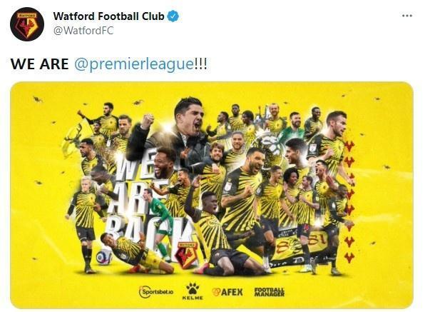 提前两轮升级成功！沃特福德时隔一个赛季重返英超