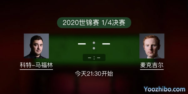斯诺克世锦赛1/4决赛 科特-马福林vs麦克吉尔赛事前瞻和交手记录