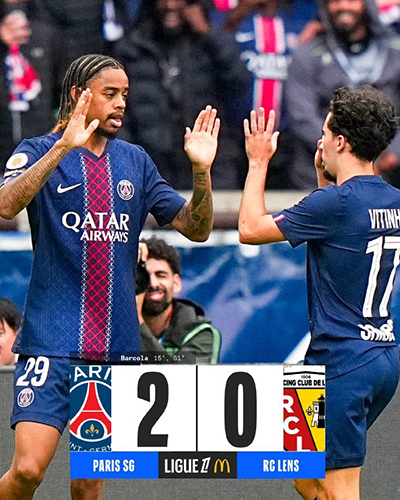 巴黎2-0朗斯四连胜 巴尔科拉双响 巴黎3人伤退