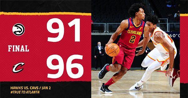 NBA简报：骑士95-91逆转老鹰 塞克斯顿27分