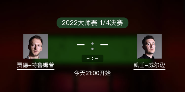 斯诺克大师赛1/4决赛 特鲁姆普vs凯伦-威尔逊赛事前瞻和交手记录