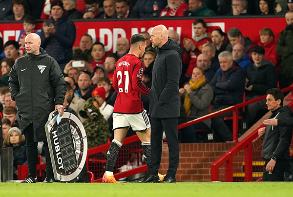 曼联最差表现：安东尼首发 滕哈格失望