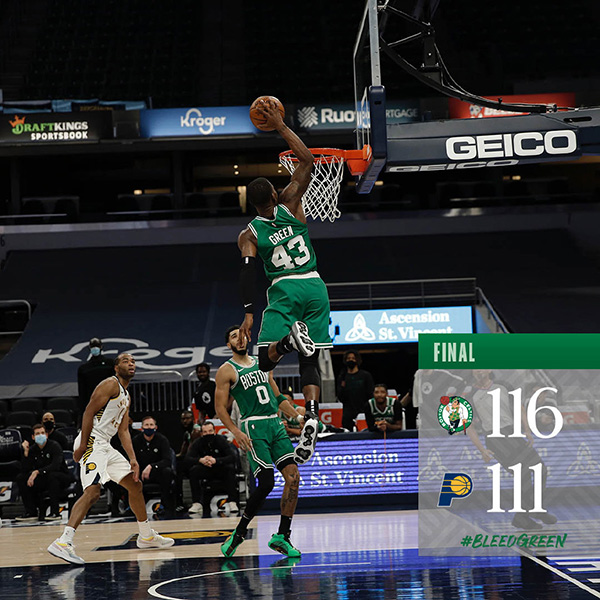 NBA简报：凯尔特人116-111险胜步行者 塔图姆27+11