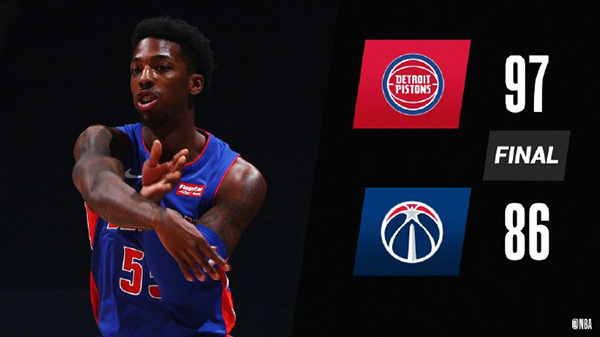 NBA简报：奇才86-97不敌活塞 约什-杰克逊17+7 格兰特15分