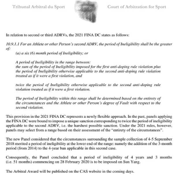 孙杨仍可上诉！张教授点评：律师获得天价费用，抹不去的耻辱