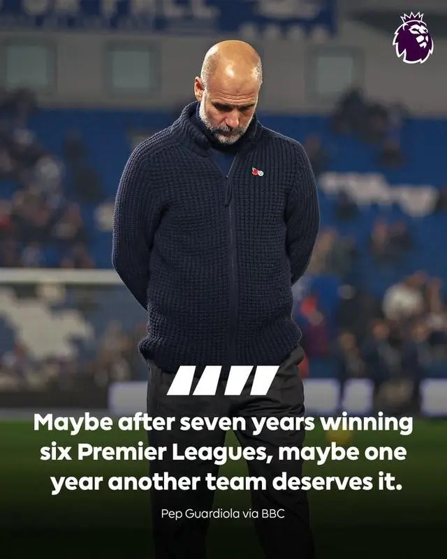 瓜迪奥拉发声：七年六冠后，英超冠军格局需改变？