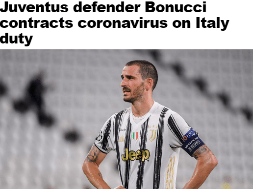 官方: 尤文中卫博努奇新冠检测呈阳性