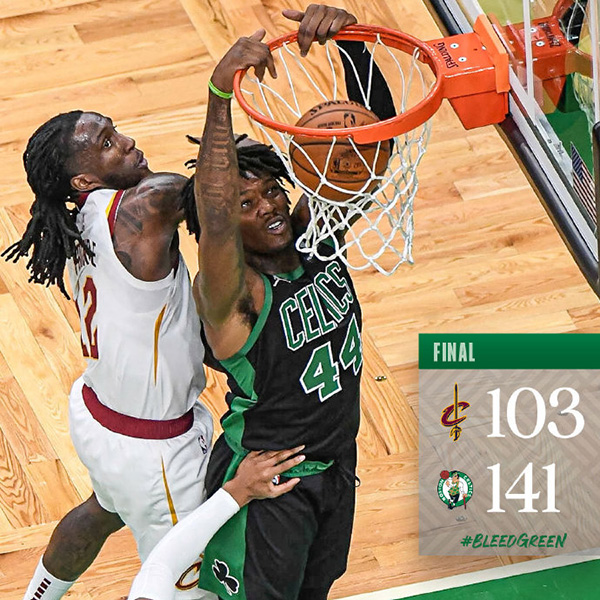 凯尔特人141-103轻取骑士 布朗三节33分 沃克21+5