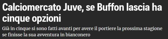 都体: 除亚特兰大外, 还有五家海外俱乐部想要布冯