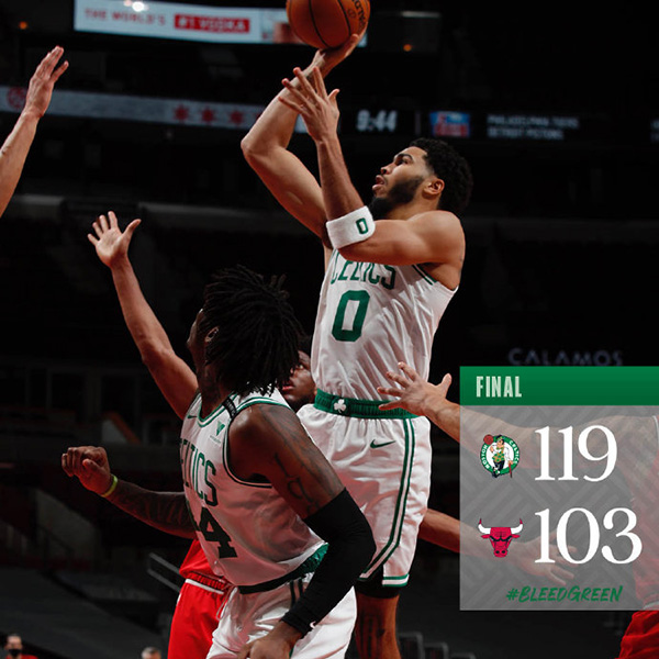 凯尔特人119-103轻取公牛 布朗26+5 塔图姆24+5