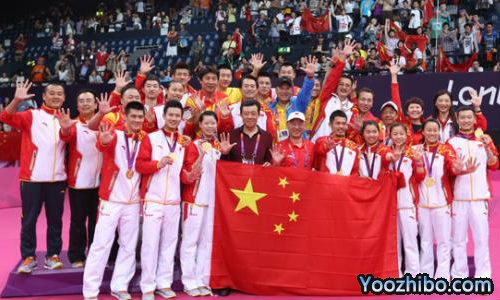 2012年奥运会中国队全部包揽羽毛球项目的5块金牌！