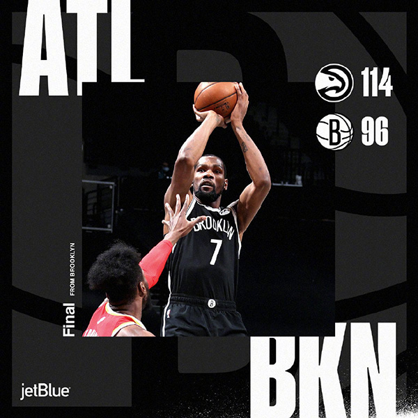 NBA简报：老鹰114-96复仇篮网 特雷-杨21+5+7