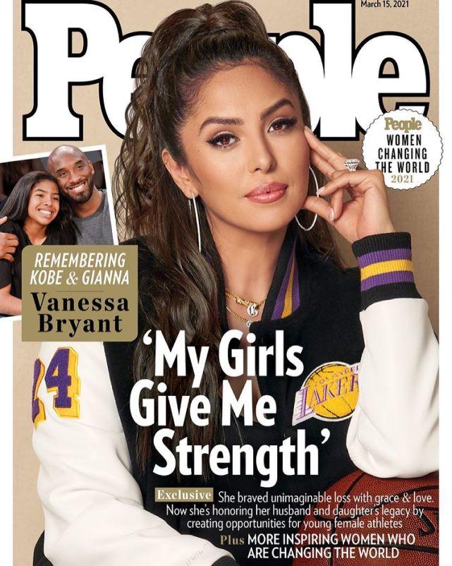 瓦妮莎登上人物杂志封面！身穿湖人外套缅怀科比：女儿们给了我力量