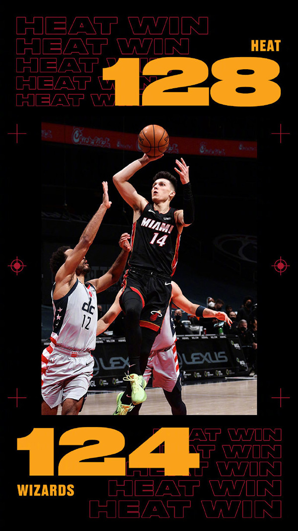 热火128-124击败奇才 巴特勒26+10+9 希罗31+9