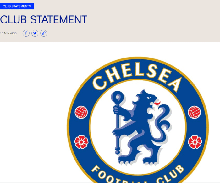 官方: 切尔西退出欧洲超级联赛