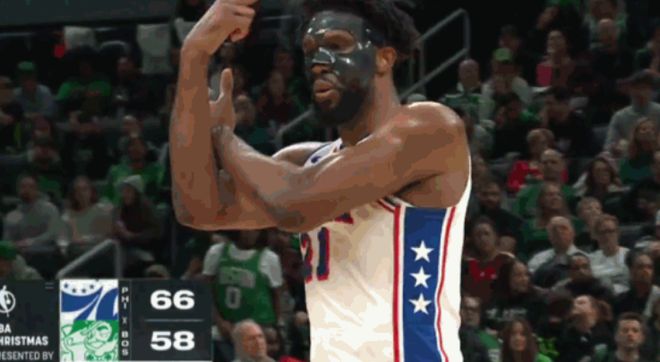 76人恩比德惹争议，赛场现下流动作领75000美元罚单 本赛季评奖无望