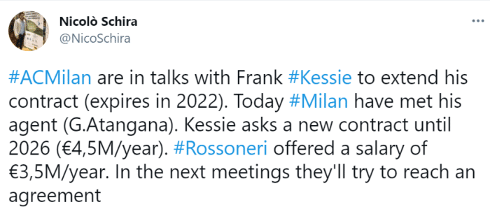 记者: 凯西向米兰索要450万欧年薪