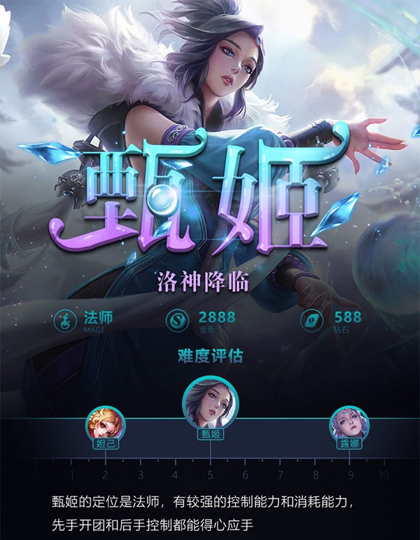 王者荣耀一图识英雄——洛神降临甄姬 无解冰冻把控战局