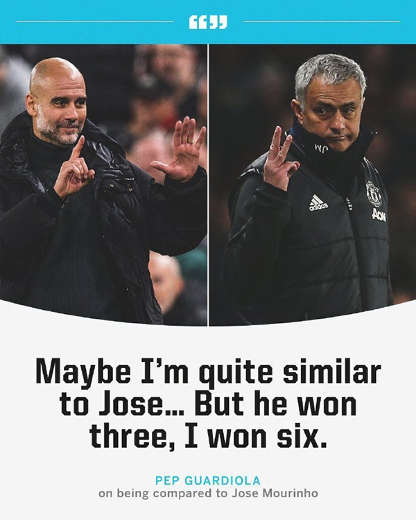 穆里尼奥回击瓜迪奥拉：英超冠军虽少却清白，不屑应对诉讼乱局