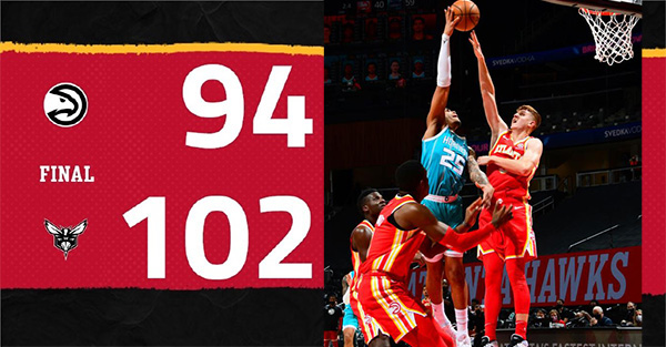 黄蜂102-94轻取老鹰 海沃德44+7 鲍尔16+8+5